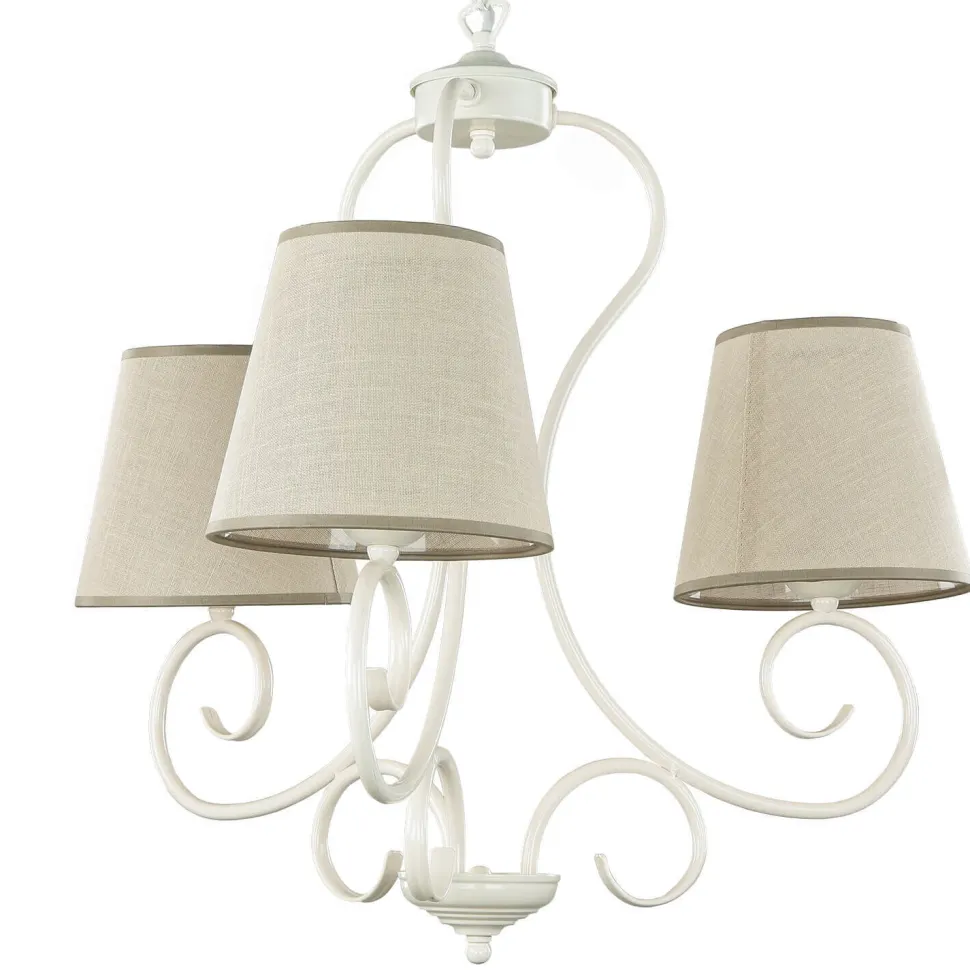 Kronleuchter Beige Landhaus Stoff Esstisch Lampe