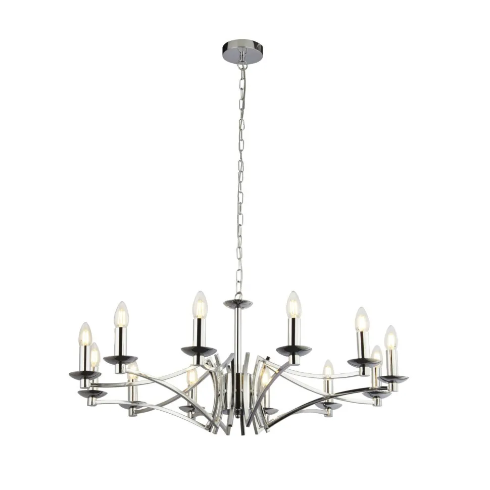 Kronleuchter Chrom 12-armig E14 Ø 88 cm H: max. 1,5 m Metall