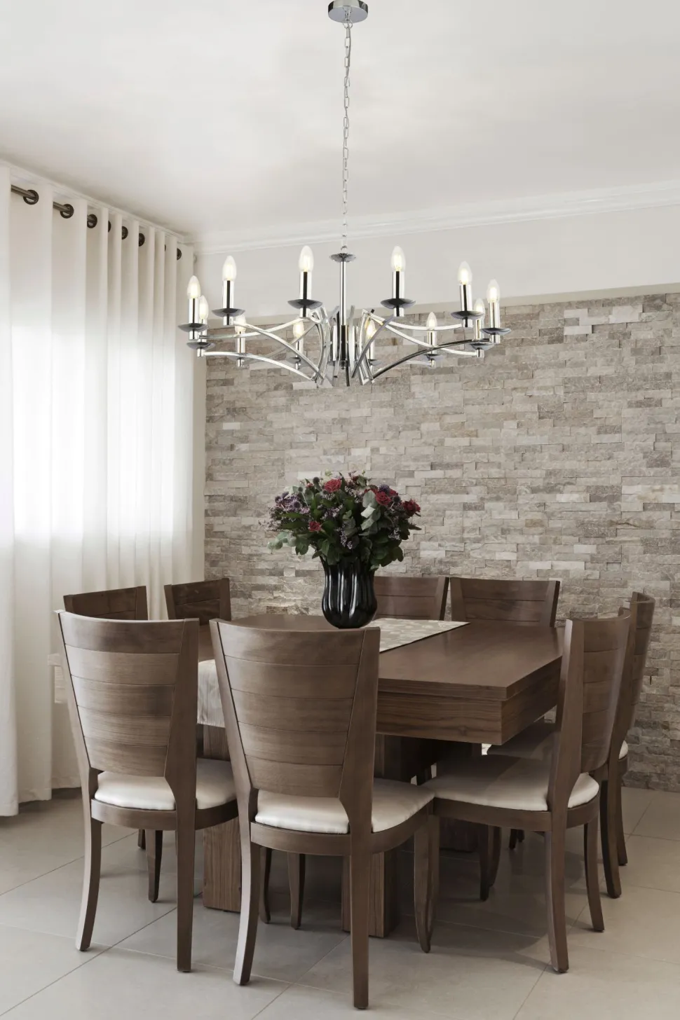 Kronleuchter Chrom 12-armig E14 Ø 88 cm H: max. 1,5 m Metall