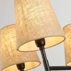 Kronleuchter 5-flammig Ø 66 cm Rustikal E14 Schwarz Creme