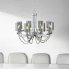 Kronleuchter 8-flammig E14 Chrom Rauchgrau Glas Metall