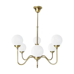 Kronleuchter 6-flammig E14 in Bronze hell glänzend Weiß