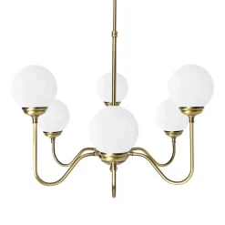 Kronleuchter 6-flammig E14 in Bronze hell glänzend Weiß