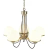 Kronleuchter 5-flammig in Messing Antik Weiß E14 Metall Glas