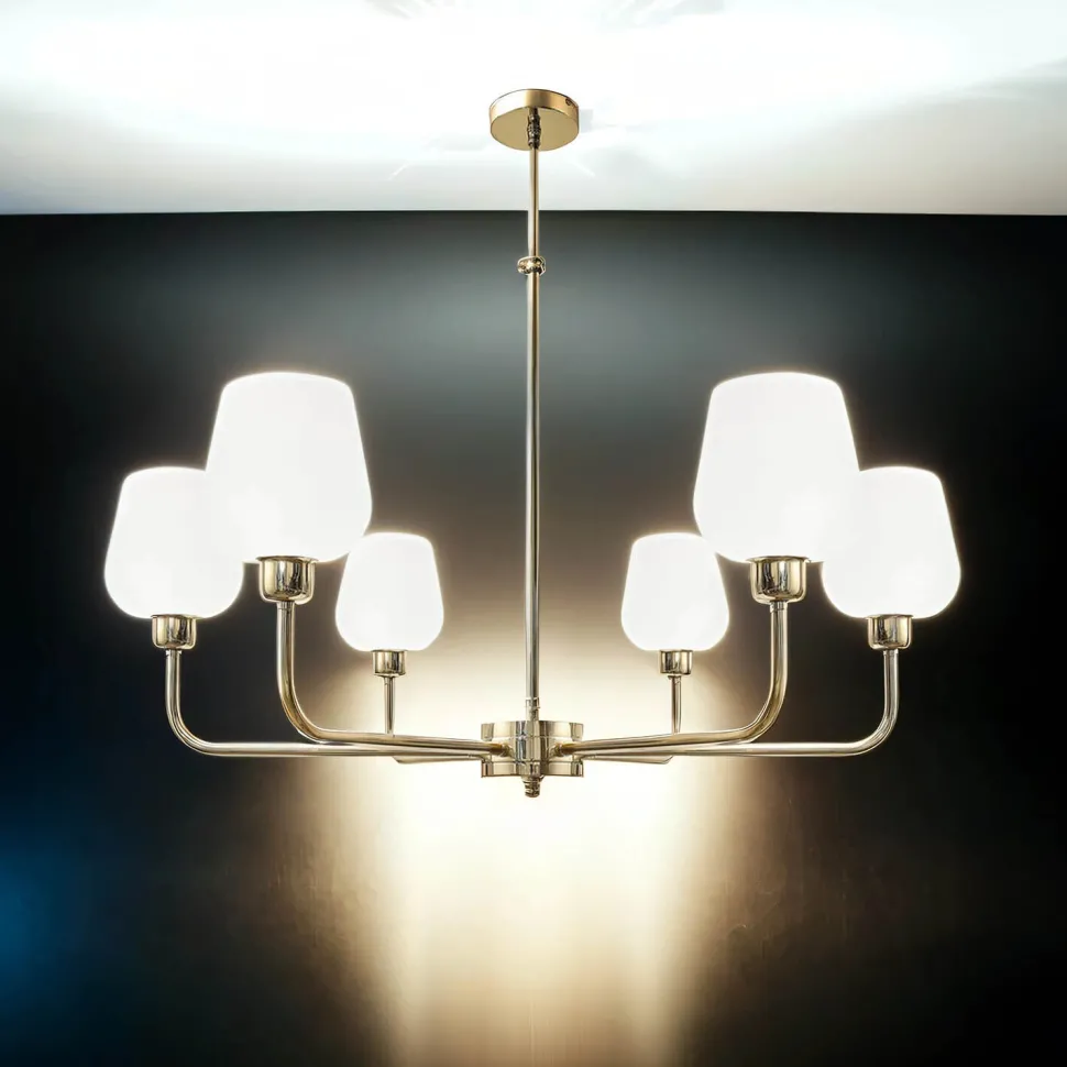 Kronleuchter Glas Messing Ø 81 cm 6x E27 verstellbar