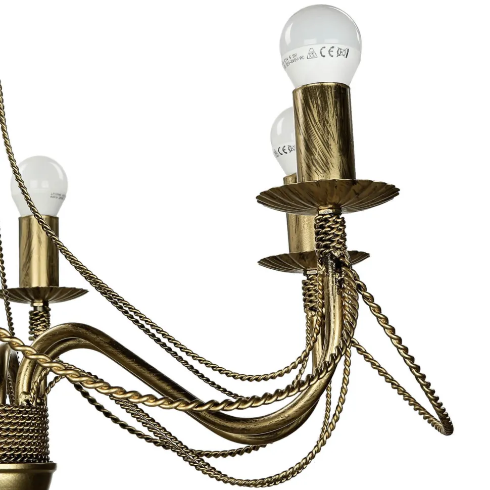 Kronleuchter Gold Metall Rustikal 6-flammig E14