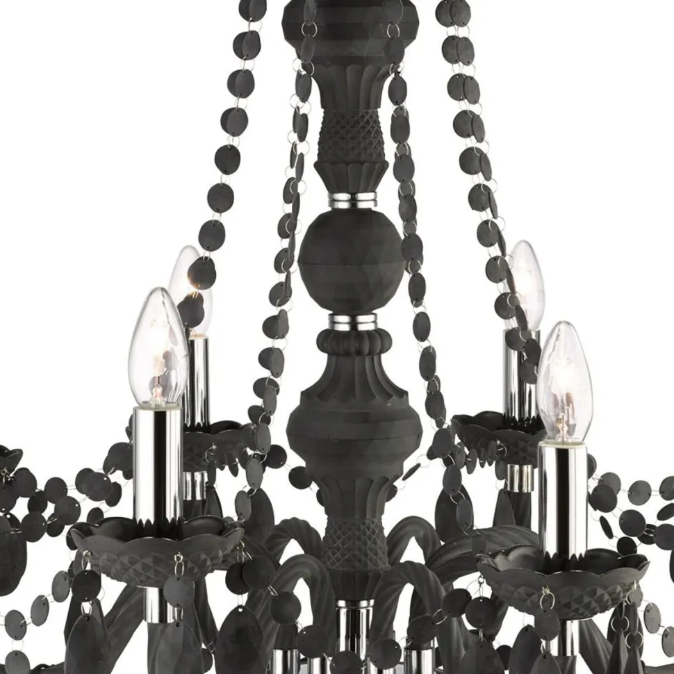 Kronleuchter Grau Ø 74 cm Glas Kristall 8x E14