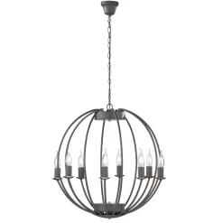 Kronleuchter Grau rund Ø 55 cm Metall 8x E14