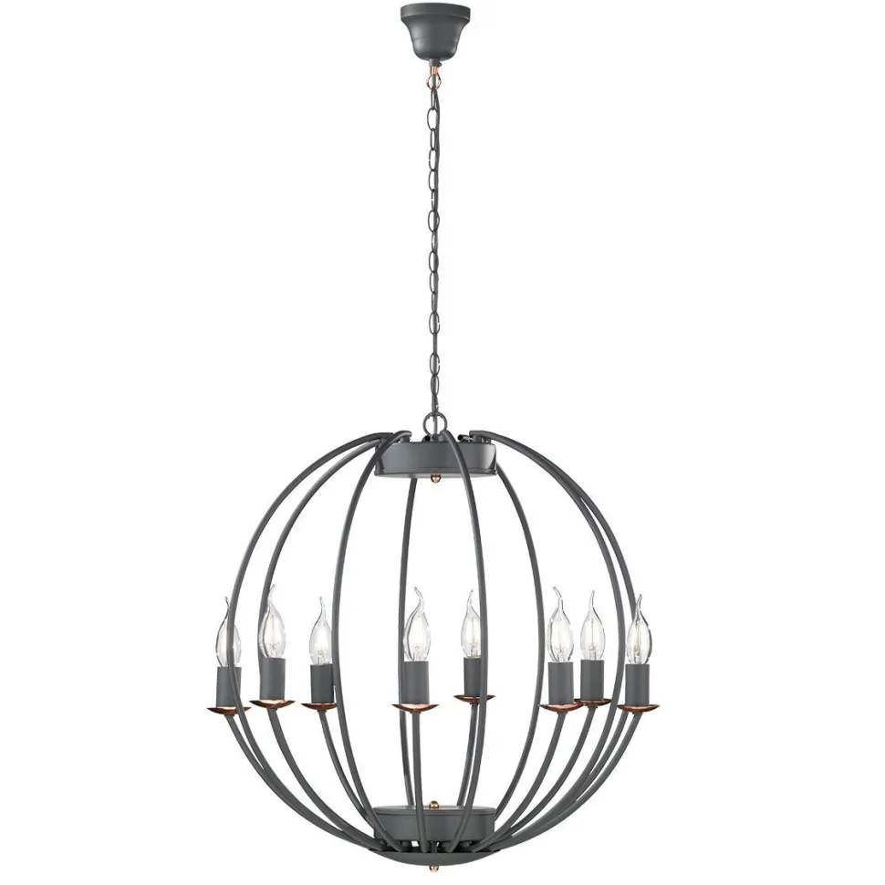 Kronleuchter Grau rund Ø 55 cm Metall 8x E14