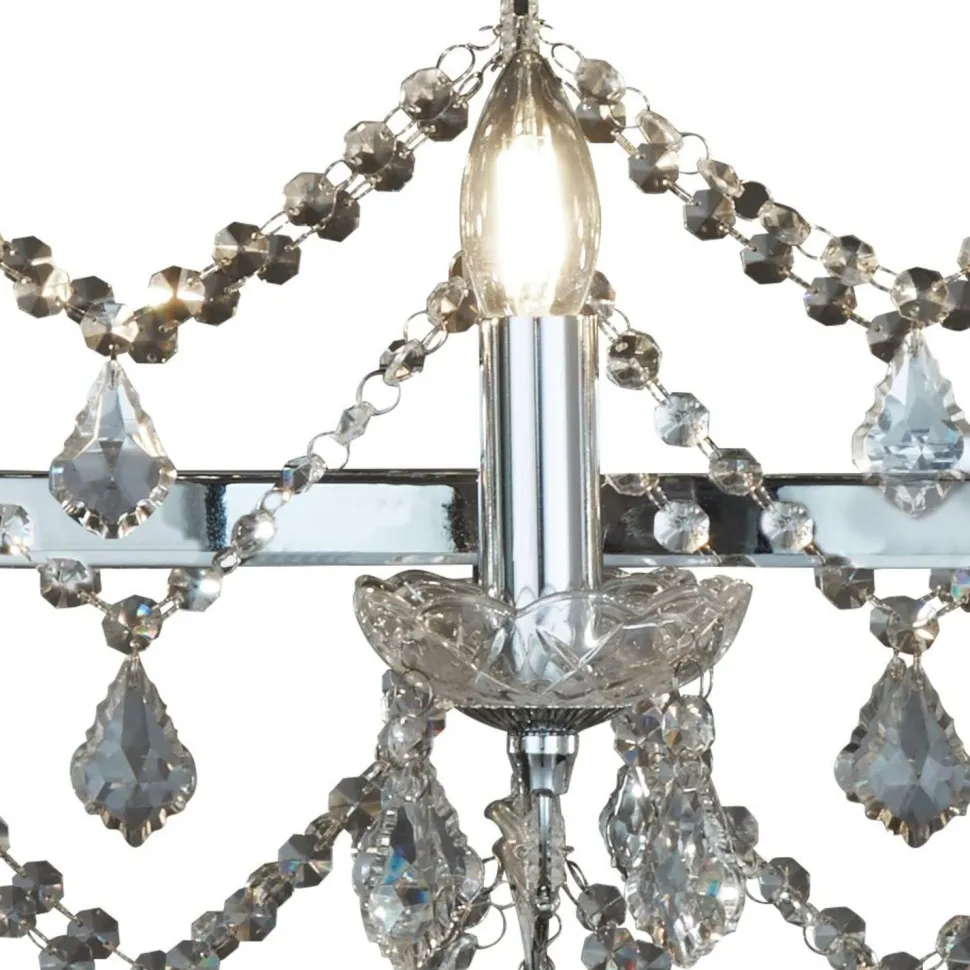 Kronleuchter in Chrom 14-flammig E14 L:128 cm länglich