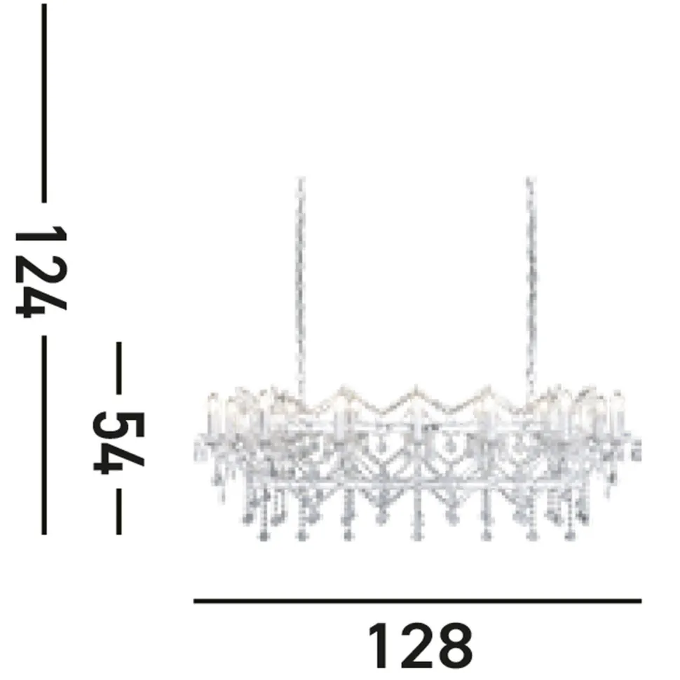 Kronleuchter in Chrom 14-flammig E14 L:128 cm länglich