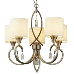 Kronleuchter in Messing Antik Natur 5-flammig E14 Ø 52 cm