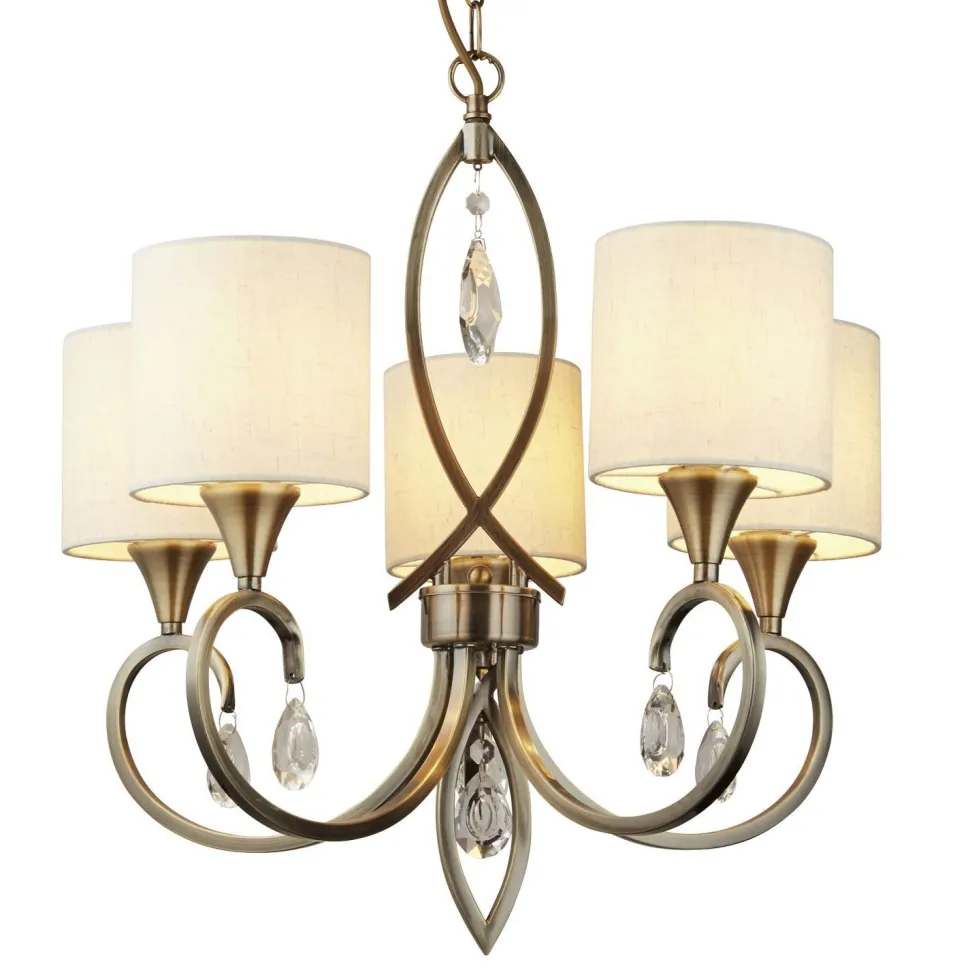 Kronleuchter in Messing Antik Natur 5-flammig E14 Ø 52 cm