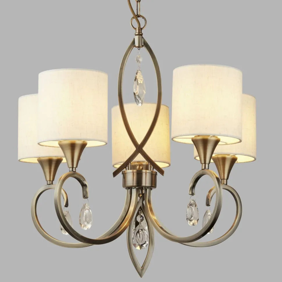 Kronleuchter in Messing Antik Natur 5-flammig E14 Ø 52 cm