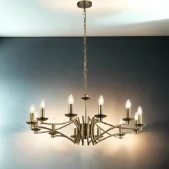 Kronleuchter in Messing Antik E14 Metall 12-flammig Ø 88 cm