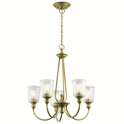 Kronleuchter in Messing Glasschirm Metall Jugendstil