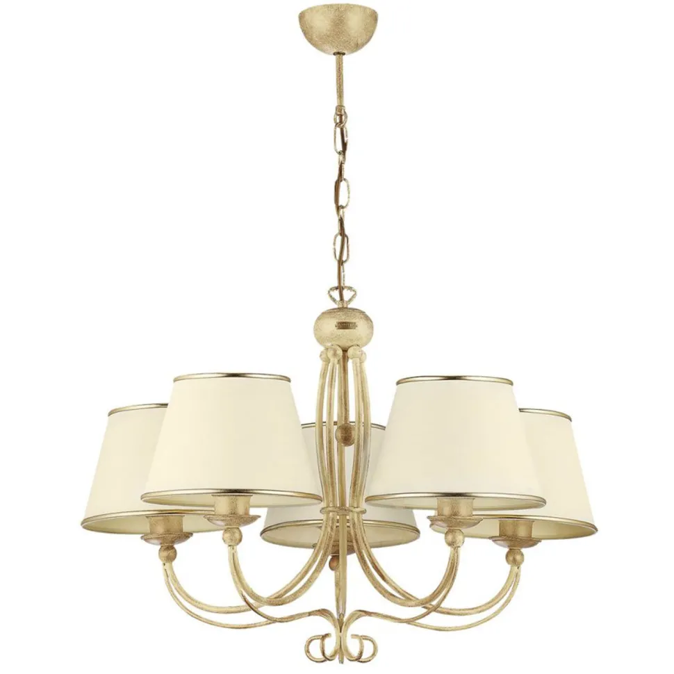 Kronleuchter in Shabby Gold Weiß BERTHA Esstisch