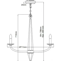 Kronleuchter Kristall Metall 71,1 cm breit E14 Modern