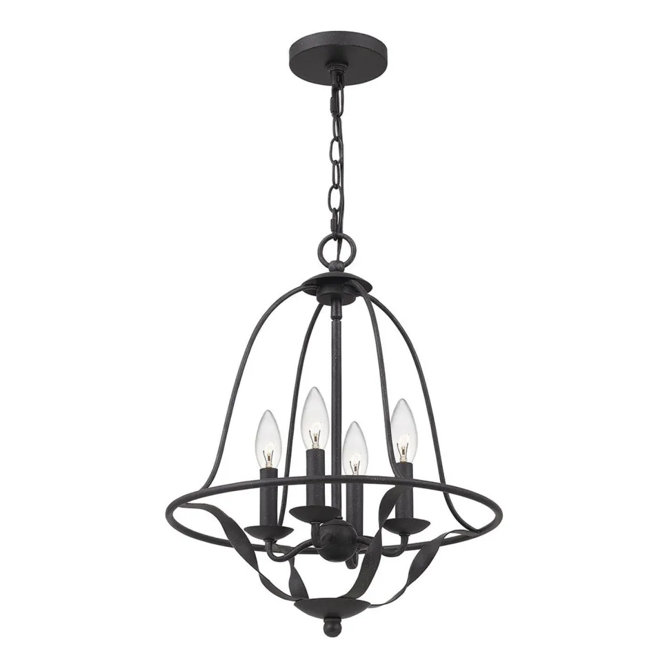 Kronleuchter Landhaus Rustikal Ø 40,5 cm Shabby Grau 4x E14