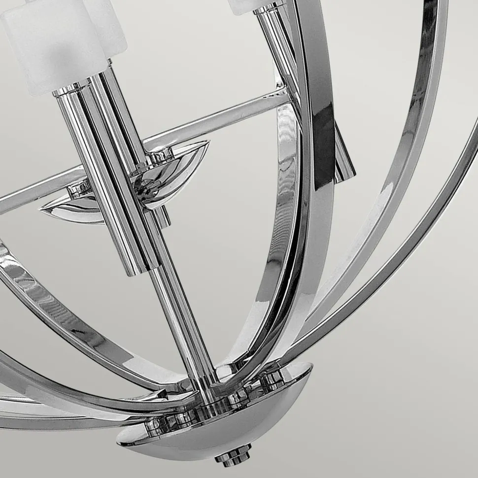 Kronleuchter LED G9 rund D: 71,3 cm Metall Glas in Chrom Weiß