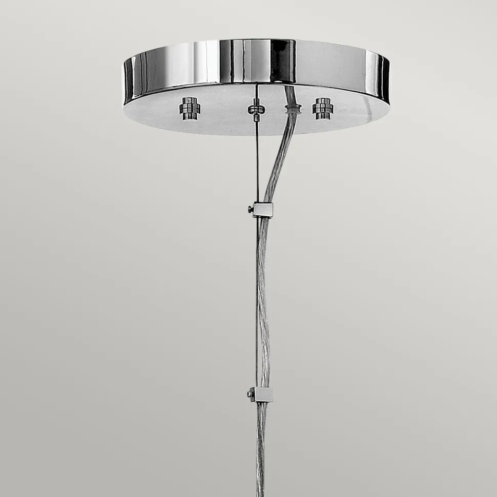 Kronleuchter LED G9 rund D: 71,3 cm Metall Glas in Chrom Weiß