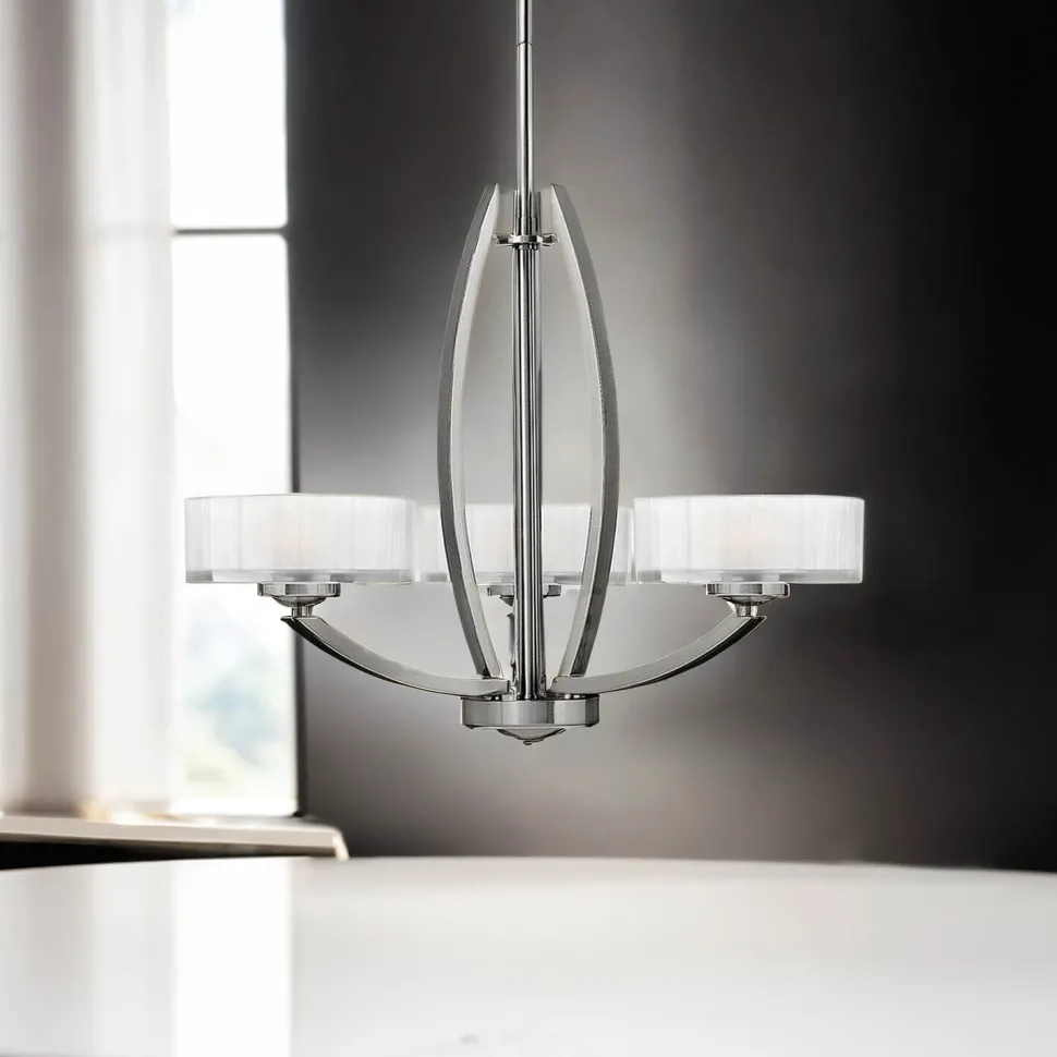 Kronleuchter LOU Nickel Weiß 3xE27 Esstisch Lampe