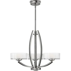 Kronleuchter LOU Nickel Weiß 3xE27 Esstisch Lampe