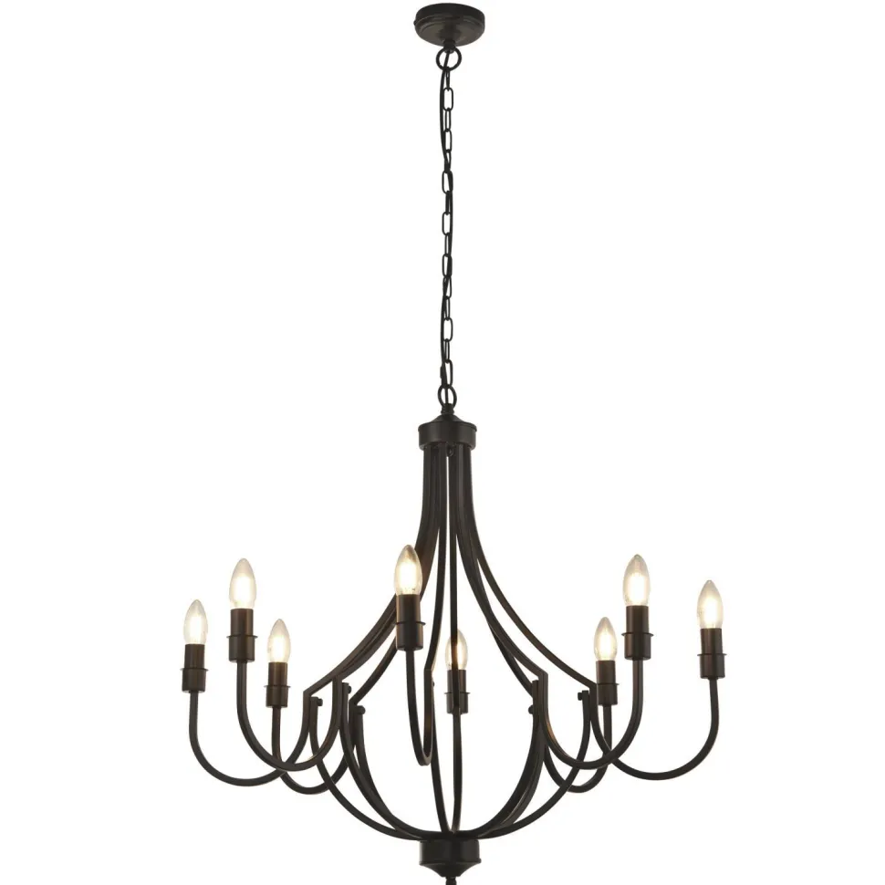 Kronleuchter Metall Ø 75 cm 8-flammig E14 Schwarz Rustikal