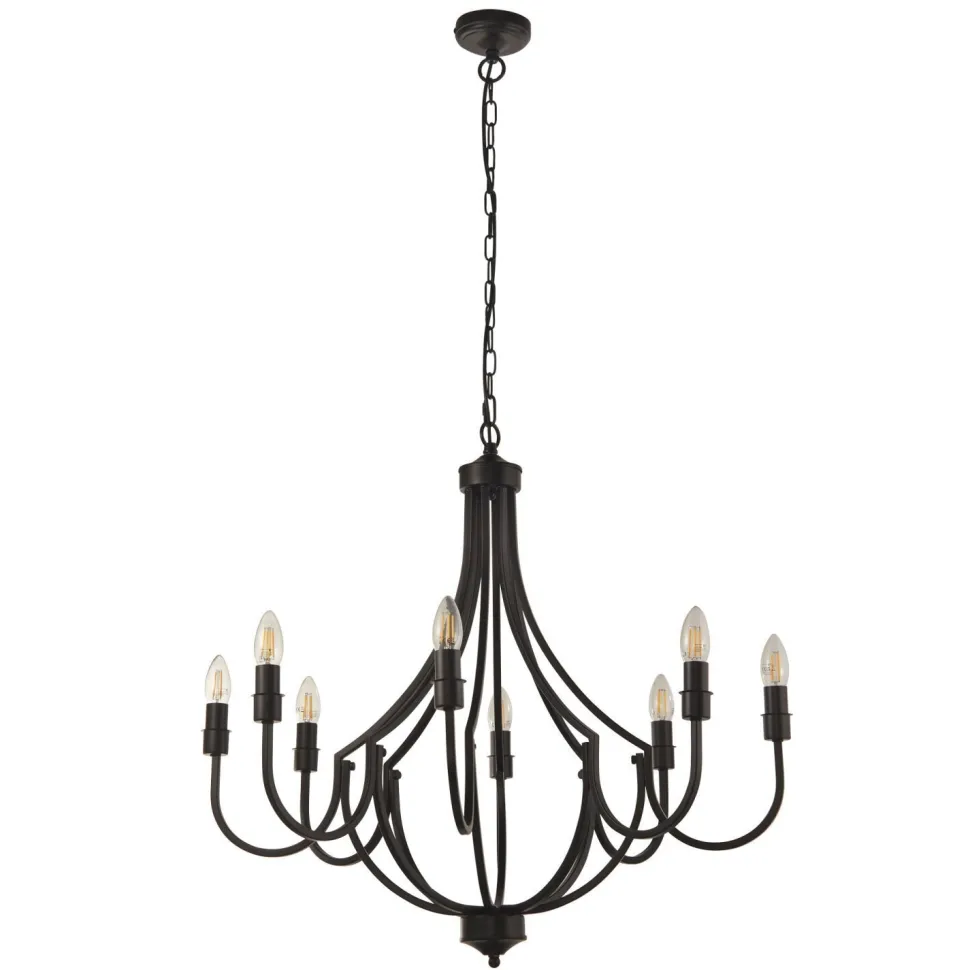 Kronleuchter Metall Ø 75 cm 8-flammig E14 Schwarz Rustikal