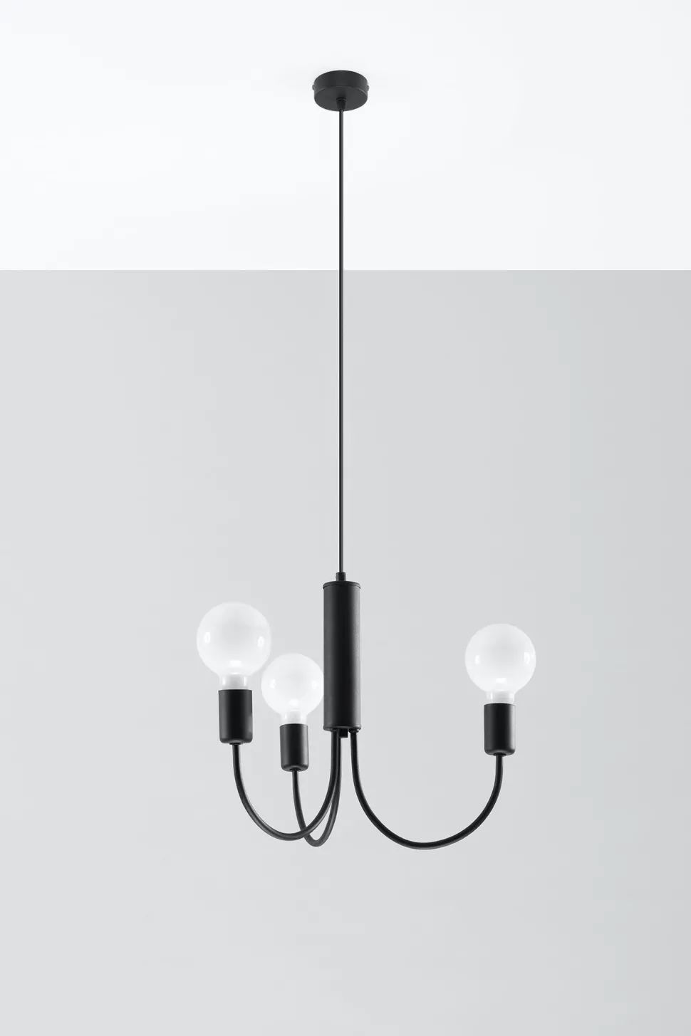 Kronleuchter Metall Ø 45 cm 3-flammig Retro Schwarz