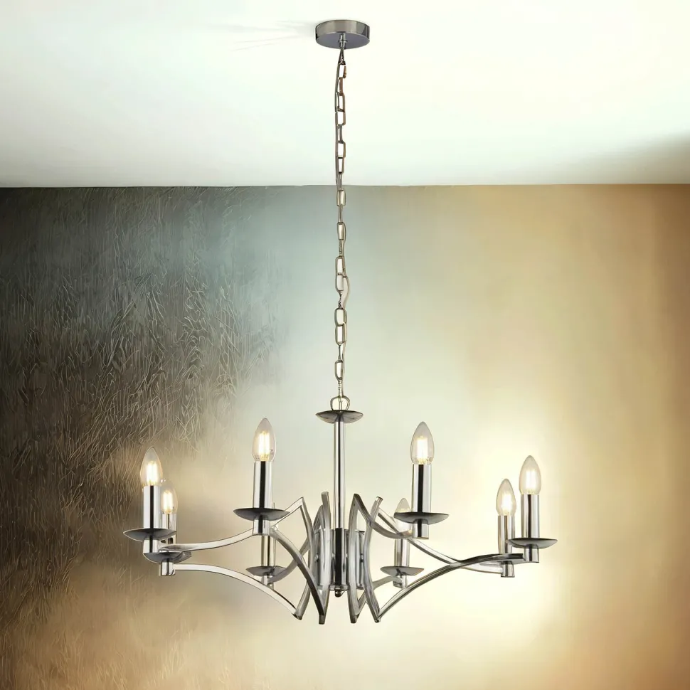 Kronleuchter Metall 8-flammig E14 Chrom Ø 72 cm AMANDA