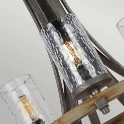 Kronleuchter Metall Glas E27 Ø 82,9 cm groß Rustikal