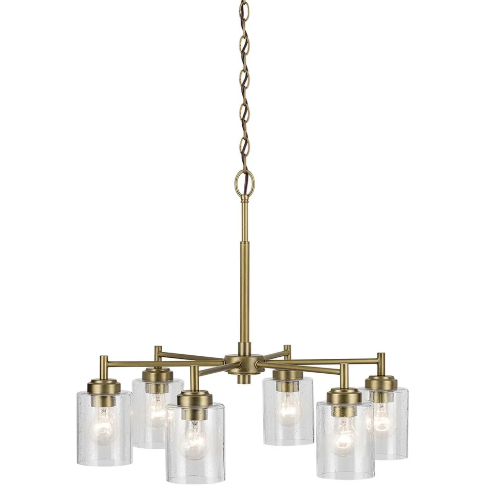 Kronleuchter Metall Glas B: 66 cm H: max. 145,2 cm 6x E27