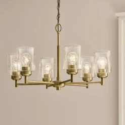 Kronleuchter Metall Glas B: 66 cm H: max. 145,2 cm 6x E27