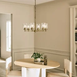 Kronleuchter Metall Glas B: 66 cm H: max. 145,2 cm 6x E27