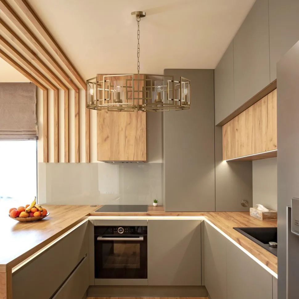 Kronleuchter Metall Glas D: 87,5 cm rund in Gold E14