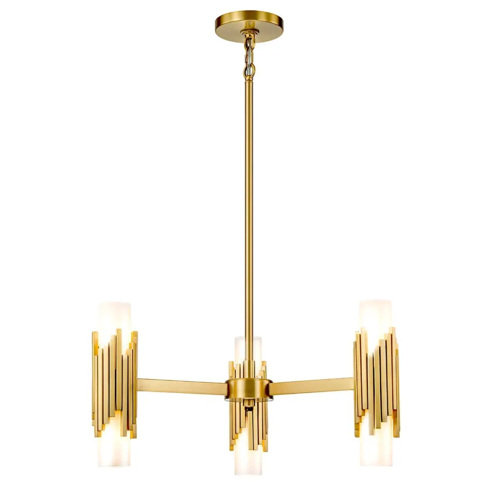 Kronleuchter Metall Glas B: 66 cm H: max. 141,4 cm 6x E14