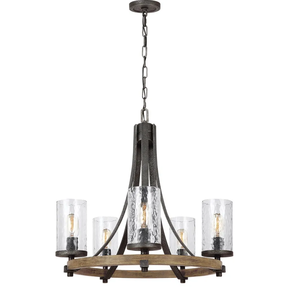 Kronleuchter Metall Glas D: 61 cm rund Rustikal