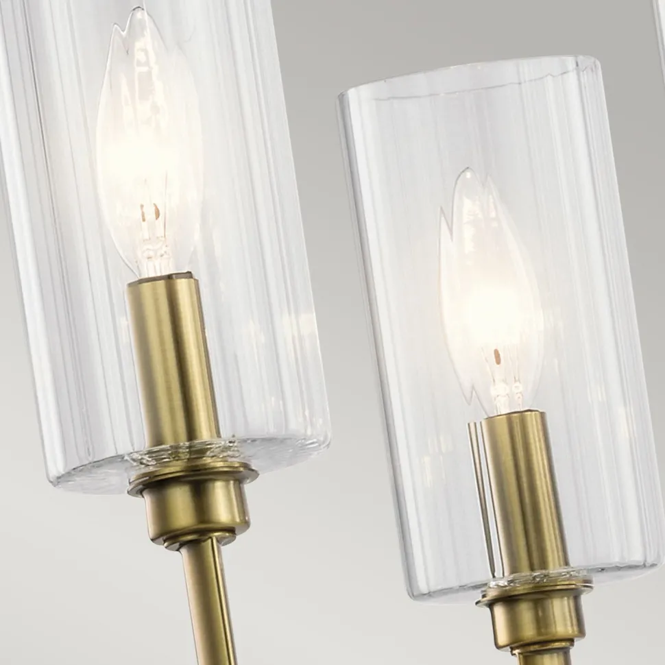 Kronleuchter Metall Glas B: 68,6 cm Art Déco in Messing CLAVA