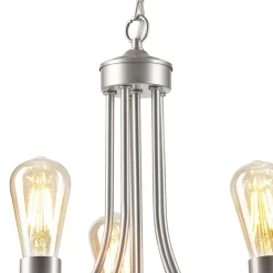 Kronleuchter Metall in Silber 5-flammig E27 Ø 45 cm Rustikal