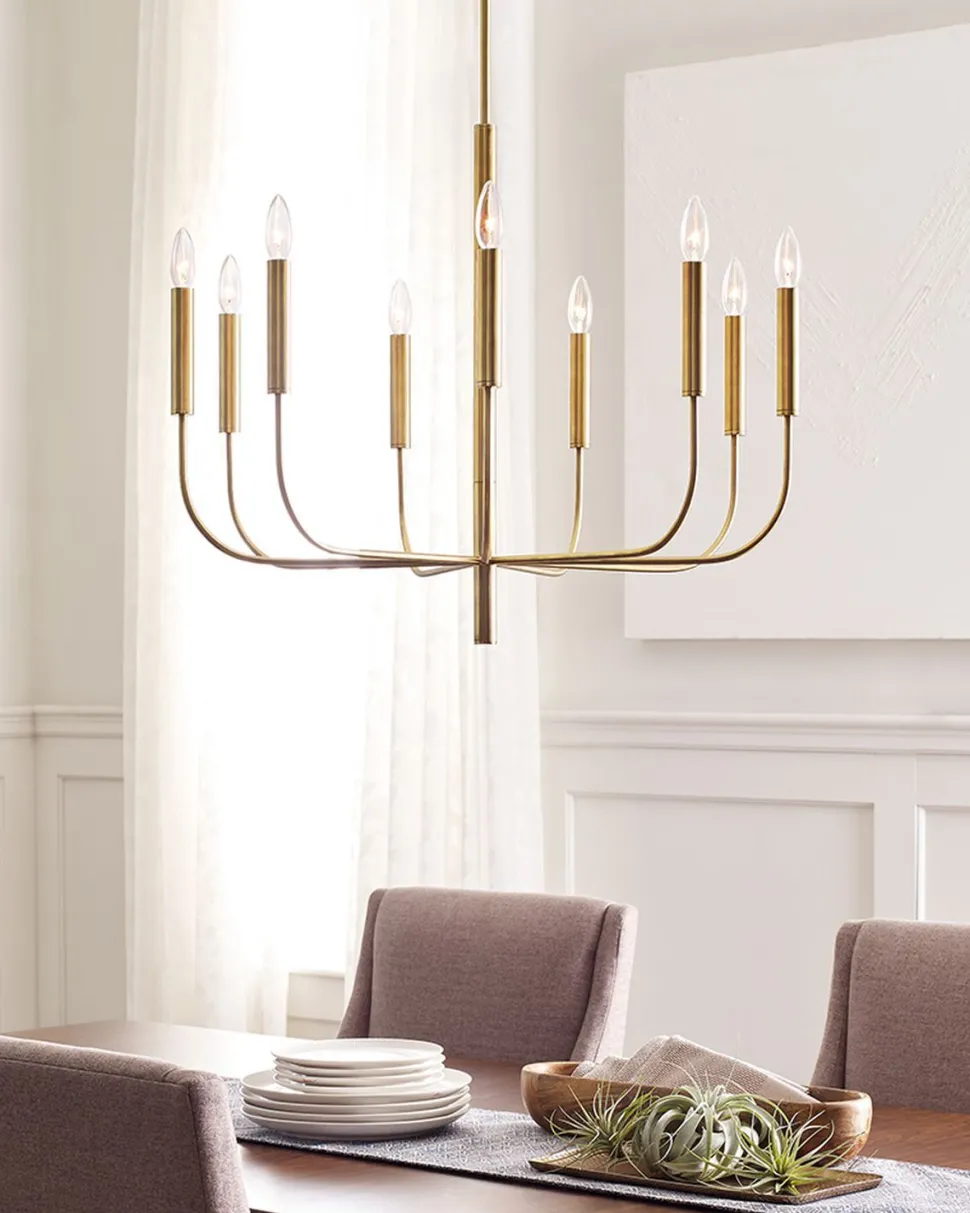 Kronleuchter Metall Jugendstil in Messing Ø76cm 9-armig