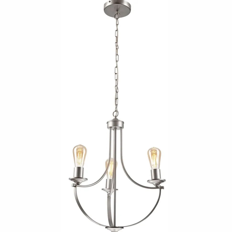 Kronleuchter Metall Rustikal Ø 42 cm 3-armig E27 in Silber