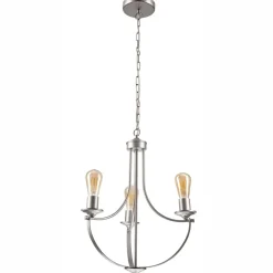 Kronleuchter Metall Rustikal Ø 42 cm 3-armig E27 in Silber