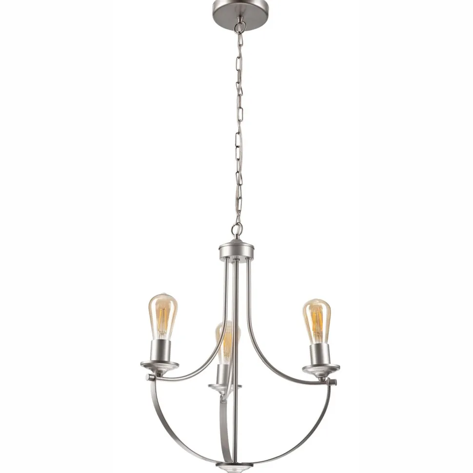 Kronleuchter Metall Rustikal Ø 42 cm 3-armig E27 in Silber