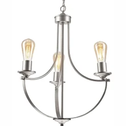 Kronleuchter Metall Rustikal Ø 42 cm 3-armig E27 in Silber