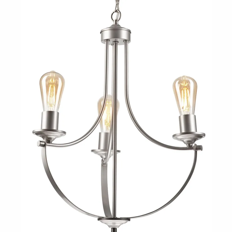 Kronleuchter Metall Rustikal Ø 42 cm 3-armig E27 in Silber