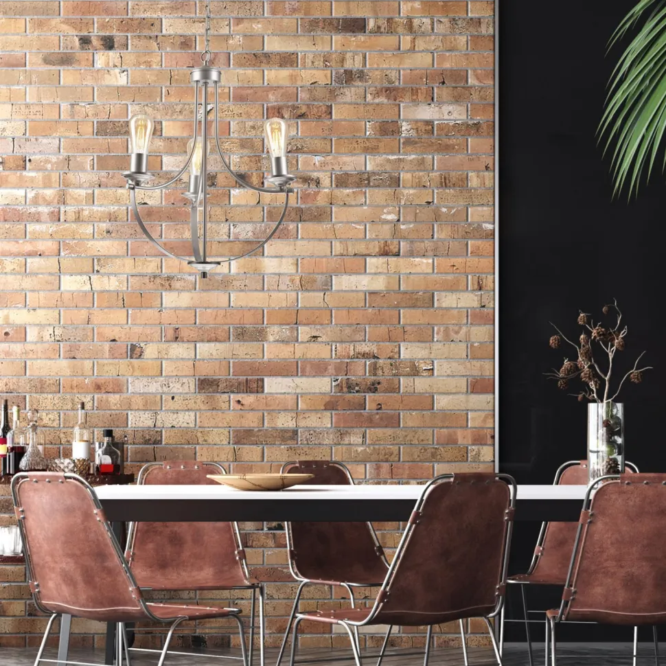 Kronleuchter Metall Rustikal Ø 42 cm 3-armig E27 in Silber