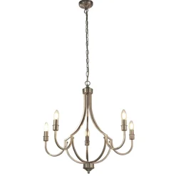 Kronleuchter Metall Rustikal Ø 65 cm in Silber 5-armig E14