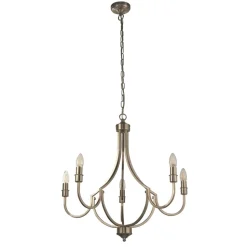 Kronleuchter Metall Rustikal Ø 65 cm in Silber 5-armig E14