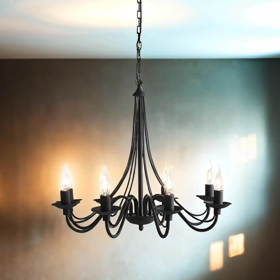 Kronleuchter Metall Schwarz Rustikal E14 Esszimmer